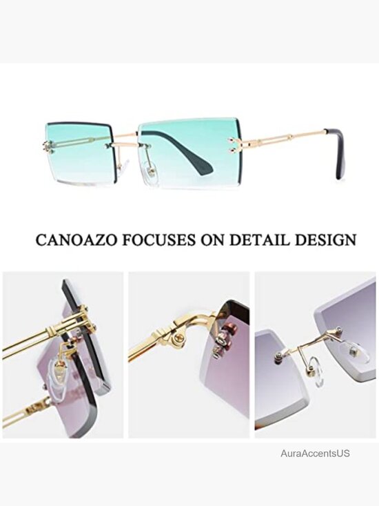 Rimless Rectangle Square Sunglasses Trendy Y2K Retro Frameless Eyewear Gradient main image 2